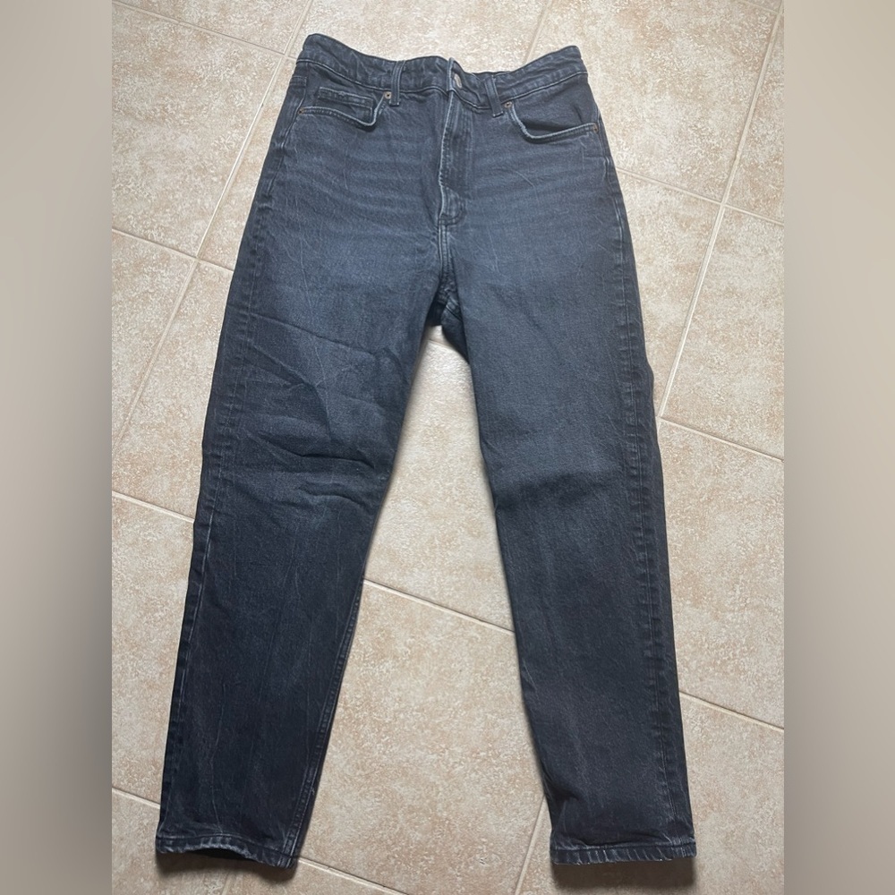Women’s Zara Light Wash Black Jeans Straight Leg Size 30